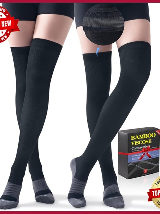 Other - Bamboo Viscose Compression Socks Over Knee 15-20 mmHg Grip Top